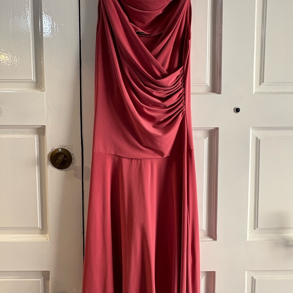 Soprano Coral Draped Maxi Dress